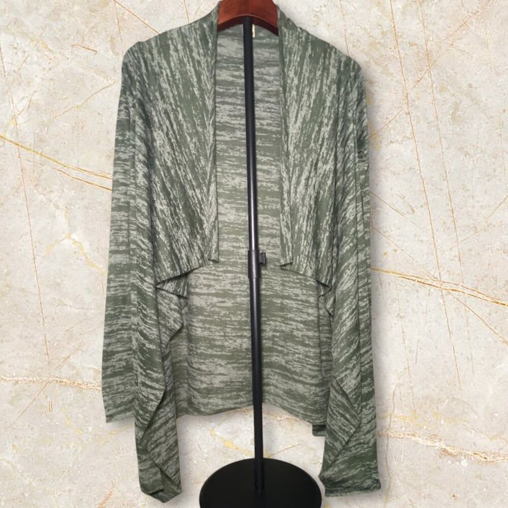 Ed Hardy Y2K Green Open Front Cardigan Lightweight Flowy Draped‎ Hemline